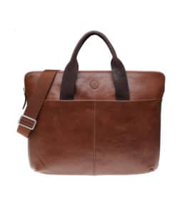 saddler laugesen leather slim laptop bag for men mid brown