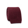 6cm knitted wool skinny tie square end mahogany burgundy for men